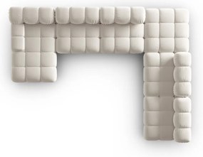 Divano angolare componibile beige (con penisola a destra/a U) con rivestimento in velluto Bellis – Micadoni