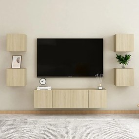 Mobili porta tv a parete 4pz rovere sonoma 30,5x30x30 cm