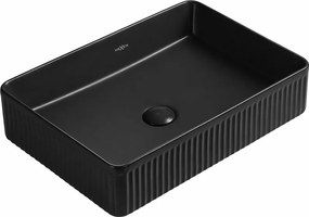 Mexen Grovo lavabo da appoggio scanalato 51 x 37 cm, nero opaco - 22305185