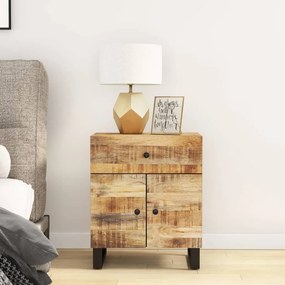 Comodino 50x33x60cm Legno Massello Di Mango E Legno Multistrato /