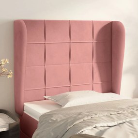 Testiera Ad Orecchio Rosa 83x23x118/128 Cm İn Velluto /