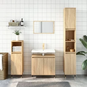 Mobile Da Bagno Rovere Sonoma 58x33x60 Cm İn Legno Multistrato /