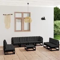 Set Divani da Giardino 9 pz con Cuscini Legno Massello di Pino 3076488