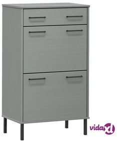 vidaXL Scarpiera con Gambe Metallo Grigio Legno Massello di Pino OSLO