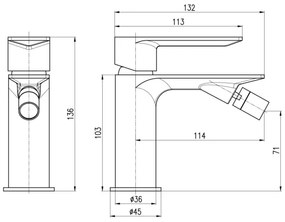 RAV Slezák NL144.0CMAT - Miscelatore per bidet NIL 13,6 cm nero opaco