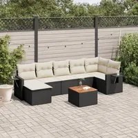 Set Divani da Giardino con Cuscini 8 pz Nero in Polyrattan 3224670