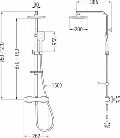 Mexen CQ62 set doccia esterno con soffione e miscelatore termostatico, bianco - 772506295-20