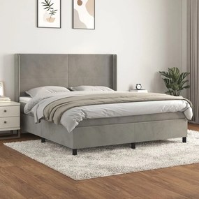 Giroletto A Molle Con Materasso Grigio Chiaro 160x200cm Velluto /