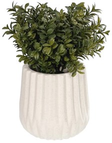 Kave Home - Pianta artificiale Milan Leaves con vaso in ceramica bianco 23,5 cm