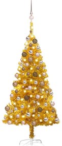 Albero di Natale Preilluminato con Palline Oro 120 cm PET
