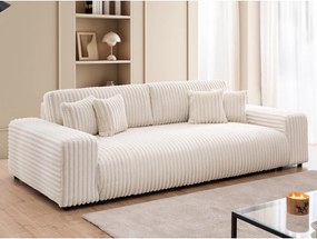 Divano color crema allungabile/con contenitore con rivestimento in velluto a coste 260 cm Justin – Ropez