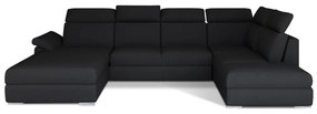 Divano angolare nero allungabile (con penisola a destra/a U) Evanell – ELTAP