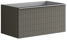 Mobile da bagno sospeso sotto lavabo L 80 x H 40 x P 45.5 cm grigio laccato opaco, 2 cassetti Pixel grid