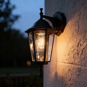 Applique Lanterna da Esterno IP54 E27 Nera - Serie TOSCA 1B