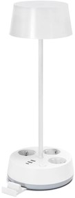 Aigostar - Lampada da tavolo dimmerabile a LED con prese e porta USB, 4,6W/230V, bianca