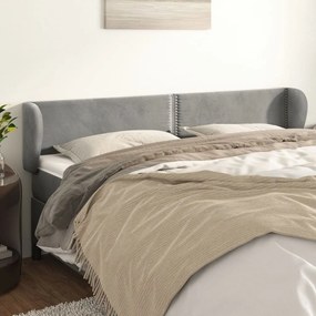 Testiera Ad Orecchio Grigio Chiaro 183x23x78/88 Cm İn Velluto /