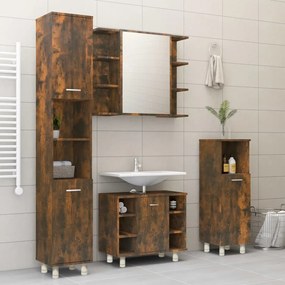 Armadietto bagno rovere fumo 30x30x95 cm in legno multistrato