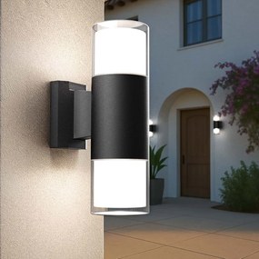 Applique Cilindrica Bidirezionale Nera, IP54 con 2 basi GU10 Base GU10