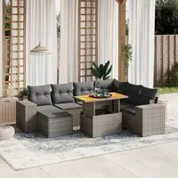 Set Divano da Giardino 8 pz con Cuscini Grigio in Polyrattan 3275944