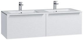 Mobili per bagno sospeso scanalato con lavabo doppia da incasso 120 cm Bianco - LATOMA