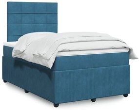 Giroletto A Molle Con Materasso Blu 120x190 Cm İn Velluto /