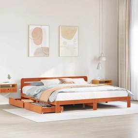 Giroletto Senza Materasso Marrone Cera 200x200 Cm Legno Di Pino /