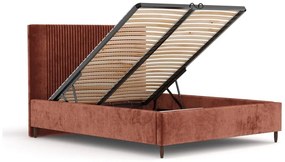 Letto matrimoniale imbottito color mattone con contenitore con rete inclusa 160x200 cm Etero – Maison de Rêve