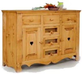 Base credenza 2 ante e 6 cassetti (3 a ribalta) con cuori - LM-C3