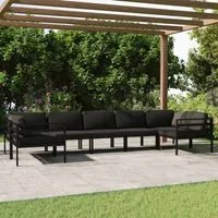 Set Divani da Giardino 7 pz con Cuscini in Alluminio Antracite 3107813