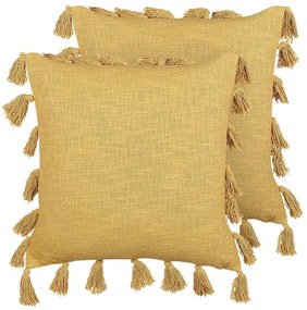Set di 2 cuscini cotone giallo 45 x 45 cm LYNCHIS Beliani