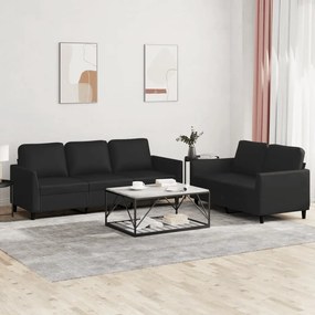 Set Di Divani 2 Pz Con Cuscini Nero İn Similpelle /