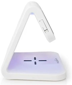 Nedis WCACQ10W1WT - LED RGB Orologio a sveglia con caricatore wireless LED/10W/5V bianco