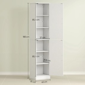 Mobile da Bagno a Colonna 40x35x180 cm con 2 Armadietti in Legno Bianco...