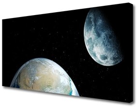 Quadro su tela Luna Terra Cosmo 100x50 cm