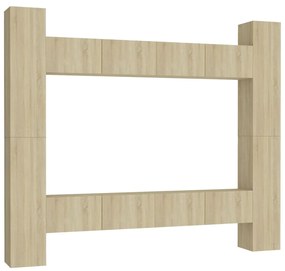 Set porta tv 8 pz rovere sonoma in truciolato