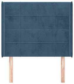 Testiera ad orecchio blu scuro 93x16x118/128 cm in velluto