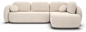 Divano letto angolare con contenitore a L OLBIA, angolo destro, beige