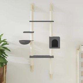 Albero Per Gatti Con Tiragraffi A Parete Grigio Scuro 180 Cm /