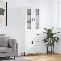 Credenza Bianco Lucido 69,5x34x180 cm in Legno Multistrato 3198475