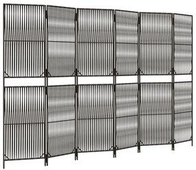 Divisorio per ambienti a 6 pannelli grigio in polyrattan