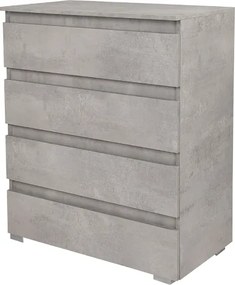 Cassettiera 4 cassetti maniglia gola in legno 81x44xH101 Cemento