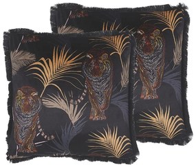 Set di 2 cuscini con stampa di tigre 45 x 45 cm nero RAMTEK Beliani