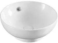 Lavabo d'appoggio tondo ceramica bianca diametro 41 cm con troppo pieno