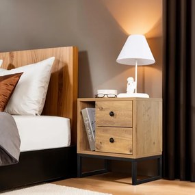 Comodino GLIMMER 50x45,2 cm pino atlantic/nero