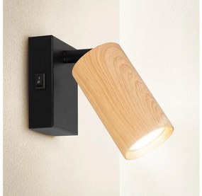 Brilagi - Faretto da parete SELE 1xGU10/30W/230V nero/decorazioni in rovere