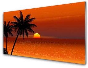 Quadro su vetro Palma mare sole paesaggio 100x50 cm