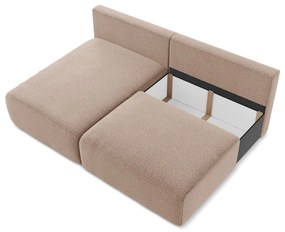 Divano angolare marrone chiaro allungabile/con contenitore (con penisola a sinistra) Kalena – Makamii