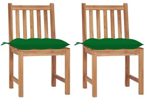 Sedie da giardino 2 pz con cuscini in legno massello di teak