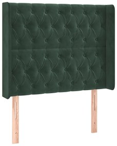 Testiera ad orecchio verde scuro 103x16x118/128cm in velluto