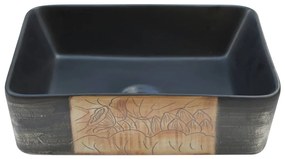 Lavabo Appoggio Nero Marrone Rettangolare 46x35,5x13cm Ceramica